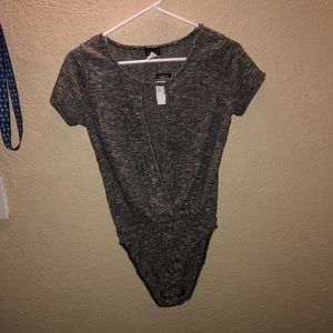 Grey open front body suit